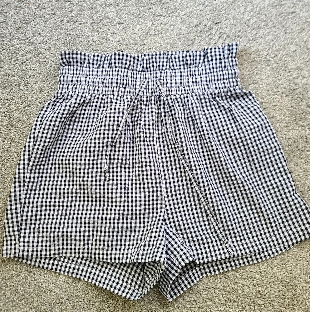 Women's Black and White Gingham Shorts